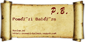 Pomázi Balázs névjegykártya